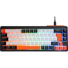 Kryon Emachines EAK810 Bej Siyah Turuncu USB Rainbow Aydınlatmalı Mini Q Standart Klavye