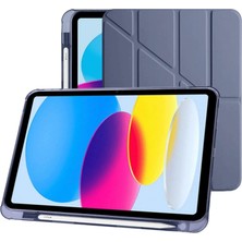 Kryon Klasse Apple iPad 10.9 Inç 2022 10. Nesil Uyumlu Smart Kılıf, Apple Pencil Kalemlikli, Trifold, Esnek, Mat, Darbeye Tam Dayanıklı Tablet Kılıfı (Lila)