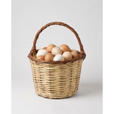 Saplı Doğal Dekoratif Yumurta Sepeti %100 El Yapımı - 23X17 cm TERRAVASE63748263, One Size
