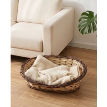 Terravase Doğal Hasır Kedi & Köpek Yatağı %100 El Yapımı Siyah Orta Boy 50×38×18 cm