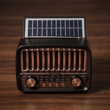 Midas Toptan Solar Panelli Fm Radyo - Şarjlı - Bluetooth Özellikli - Aux Girişli - Nostaljik Tasarım Midas