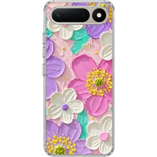 TechTree Tecno Spark 50 5g Uyumlu Mor ve Pembe Papatya Baskılı Silikon Kılıf