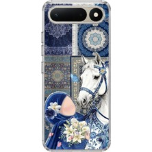 TechTree Tecno Spark 50 5g Uyumlu Geleneksel Motifli Beyaz At Baskılı Silikon Kılıf