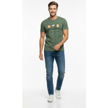 Maxi Modena Erkek Günlük Stil Baskılı T-Shirt - Yeşil