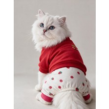 Kemique Tatlı Çilek Duo – Çilekli Kedi Tulum & Sweat Kombini