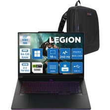 Lenovo Legion 9 18IAX10 Intel Ultra 9 290HX Plus Aı 64GB Ddr5 2tb Ssd+2tb SSD 24GB/RTX5090/175W 18" Wquxga (3840X2400) IPS 520NITS 440Hz WINDOWS11PRO Gaming Pc Z83EY0070TRP30+ZETTAÇANTA
