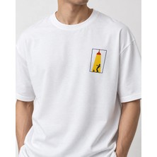 Can Moda Canmoda Beyaz Oversize Jazz Light Baskılı Unisex Tişört