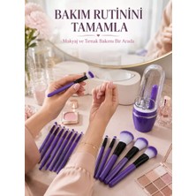 Belirtilmemiş 12’li Mor Makyaj Fırça Seti ve Tırnak Bakım Seti Manikür Pedikür Malzemeleri Avantajlı Ikili Bakım Seti