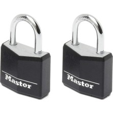 Kawin Master Lock 9130EURTBLK 2'li Asma Kilit Seti, Alüminyum Anahtarlı Vinil Kapaklı, Siyah, 3 x 5,2 x 1,6 cm