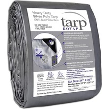 Kawin Kotap 7.3m x 9.1m Heavy-Duty 14 By 14 Cross Weave Uv Blocking 10-Mil Silver Poly Tarp, Item: TRS-2430