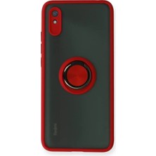 Belirtilmemiş Xiaomi Redmi 9A Kılıf Montreal Yüzüklü Silikon Kapak - Kırmızı
