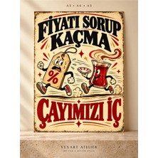 Vexart Atelier Çayımızı Iç Retro Vintage Dekoratif Duvar Posteri – Dükkan ve Esnaf Duvar Dekoru 15 x 21 cm