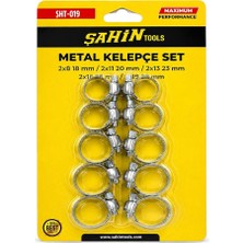 Şahin 10 Parça Metal Kelepçe Seti Paslanmaz Hortum Kelepçesi 18-27 mm Ayarlanabilir Sıkma Kelepçesi SHT-019
