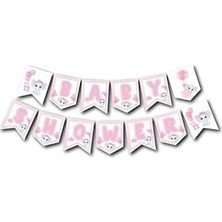 Mabelme Store Zikzak Banner Baby Shower Pembe Fil
