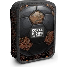 High Erkek Çocuk Siyah Kahverengi Futbol Topu Katlı Organizer Kalemlik (Kalem Kutusu) 31106