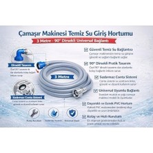 Mabelme Store Çamaşır Makinesi Temiz Su Giriş Hortumu 1.5 M 90° Dirsekli Universal Bağlantı, Dayanıklı Pvc Gri Makine Su Besleme Hortumu, Sızdırmaz Contalı Kolay Mo