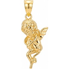 Zeino Melek Figürlü Kolye Ucu - 14K Altın Kaplama - 11 x 26 mm