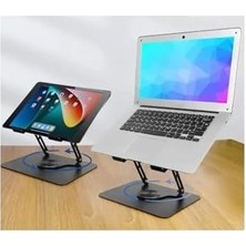 Mabelme Store ZR-110 B Alüminyum 360 Derece Dönen Tabanlı Katlanabilir Taşınabilir Laptop Standı (Koyu Gri)