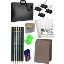 Resim Çantası Seti 1 Paket Fatih Karakalem 50X70 Proje Çantası Duralit Resim Kağıdı Dereceli Resim Kağıdı Hamur Silgi