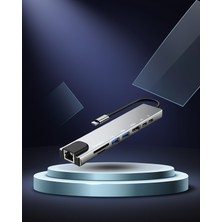 Astraltech 8 Portlu Type-C Hub Sd Tf USB Ethernet 4K HDMI