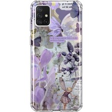 Mobilpad Samsung Galaxy A51 Uyumlu Kolaj Desenli Şeffaf Telefon Kılıfı