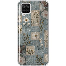 Mobilpad Samsung Galaxy A22/M22/M32 Uyumlu Vintage Çiçekler Desenli Şeffaf Telefon Kılıfı