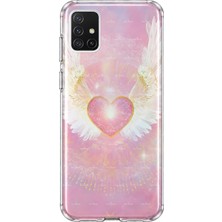 Mobilpad Samsung Galaxy A51 Uyumlu Melek Kalp Desenli Şeffaf Telefon Kılıfı