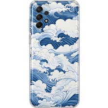 Mobilpad Samsung Galaxy A52 Uyumlu Dalgalar Desenli Şeffaf Telefon Kılıfı