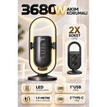 Forestia Akım Korumalı Masaüstü Priz ve Şarj Istasyonu – 2 Priz 2x Usb-C Pd 20W 1x Usb-A Qc 18W LED Gece Lambası