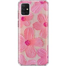 Mobilpad Samsung Galaxy A51 Uyumlu Pastel Çiçek Desenli Şeffaf Telefon Kılıfı