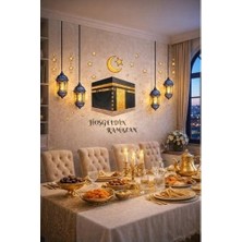 Mabelme Store Sticker Hoş Geldin Ramazan Dekorlu Ahşap Kapı Süsü, Ramazan Süsleri, Ramazan Tavan Süsü Ramazan Dekorasyon Renkli 2026