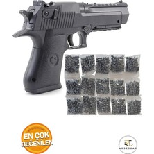Boncuk Atan Oyuncak Tabanca Tetikçi Model Oyuncak Silah Uzun Menzil 18 cm 300 Boncuk Siyah