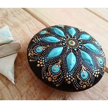 Mabelme Store Mandalart Fabric Dot Taş Görünümlü Ahşap 10 * 10 cm