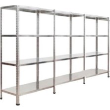 Çelik Raf Burada ® 31x180x100 4 Katlı 3 Lü Bitişik Galvaniz Raf  Dx51 Kalite