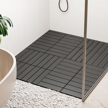 1066 Bahçe Balkon Teras Zemin Döşemesi Banyo Paspası Sert Plastik 12LI Dış Mekan Karosu Antrasit