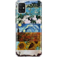 Mobilpad Samsung Galaxy A71 Uyumlu Van Gogh Desenli Şeffaf Telefon Kılıfı