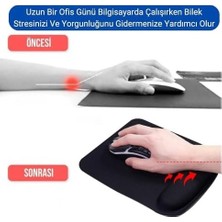 Mabelme Store Ergoplus Bilek Destekli Mouse Pad Ergonomik Mousepad Kaymaz Taban Bilek Koruyucu, Ofis Oyun Bilgisayar Mouse Altlığı Siyah