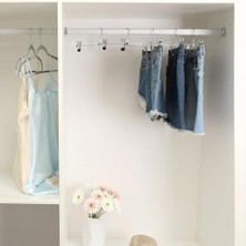 Mabelme Store 5’li Metal Pantolon ve Etek Askısı – 360° Dönebilen Kancalı, Ayarlanabilir Çoklu Askı, Dolap Içi Yer Tasarruflu Elbise Askısı, Pantolon, Etek, Şal, Ço