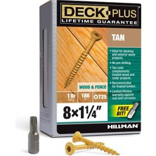 Kawin Deck Plus 48410 Ahşap Vidalar #8 x 1-1/4 Inç, Tan, 1 Lb Kutu