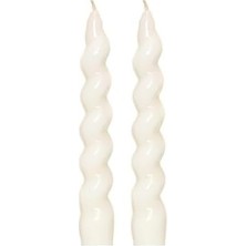 Mabelme Store Yılbaşı 2'li Twirl Glow Beyaz Şamdan Mum Seti (18 Cm)