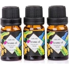Mabelme Store 3’lü Esansiyel Uçucu Yağ 3X10ML Rose Gül Kokulu Buhurdanlık Yağı Set, Difüzör, Banyo ve Oda Kokusu