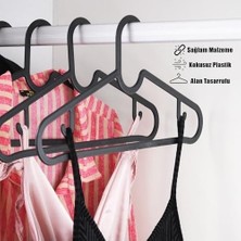 Mabelme Store Plastik Slim Askı, Elbise Askısı, Siyah Askı (Standart, Adet, 10)