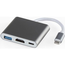 Mabelme Store Type-C 3in1 HDMI 4K USB 3.0 Görüntü Veri Aktarımı Sağlar USB Adaptör Notebook ve Macbook ile Uyumlu Tc-23