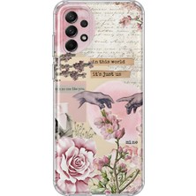 Mobilpad Samsung Galaxy A72 Uyumlu Kolaj Desenli Şeffaf Telefon Kılıfı