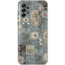 Mobilpad Samsung Galaxy A73 Uyumlu Vintage Çiçekler Desenli Şeffaf Telefon Kılıfı