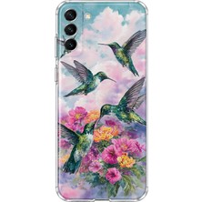 Mobilpad Samsung Galaxy S22 Uyumlu Kuşlar Desenli Şeffaf Telefon Kılıfı