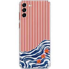 Mobilpad Samsung Galaxy S21 Fe Uyumlu Çizgili Dalga Desenli Şeffaf Telefon Kılıfı