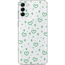 Mobilpad Samsung Galaxy S21 Fe Uyumlu Kalpler Desenli Şeffaf Telefon Kılıfı