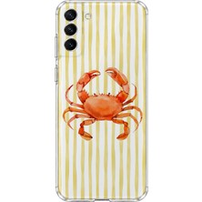 Mobilpad Samsung Galaxy S21 Uyumlu Yengeç Desenli Şeffaf Telefon Kılıfı