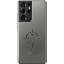 Mobilpad Samsung Galaxy S21 Ultra Uyumlu Crossair Desenli Şeffaf Telefon Kılıfı